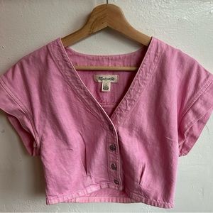 Madewell Garment Dye Pink Cap Sleeve Denim Top - Small